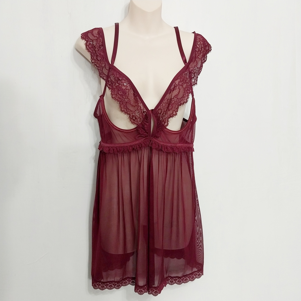 🔵BOGO FREE🔵 Lace Babydoll Lingerie Negligee Open Bust Lace  Sz XL
